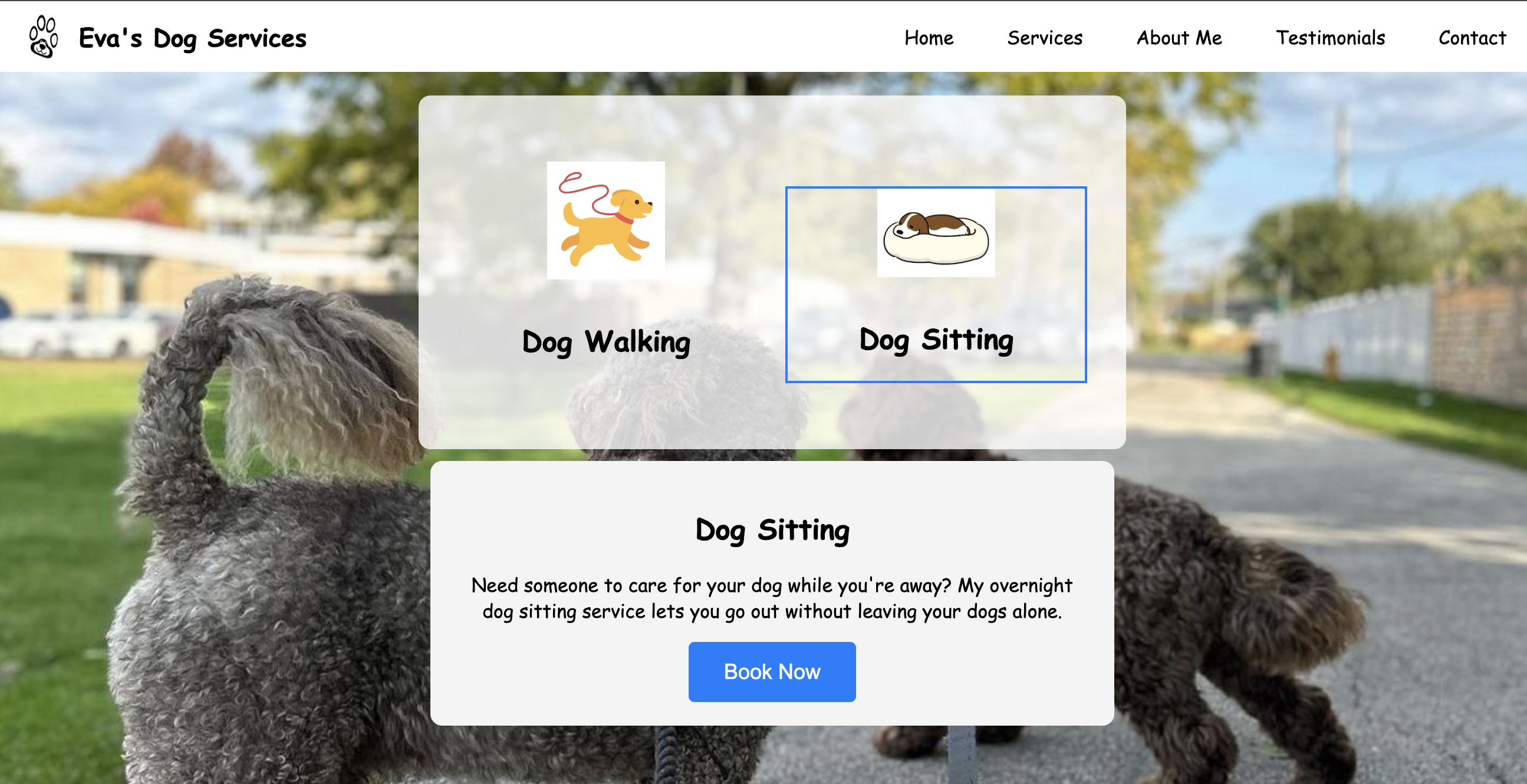 Eva's Dogsitting Website Screenshot